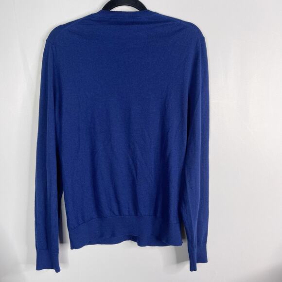 Neiman Marcus Mens Medium M Cobalt Blue Cashmere V Neck Pullover Sweater Knit - Picture 2 of 7